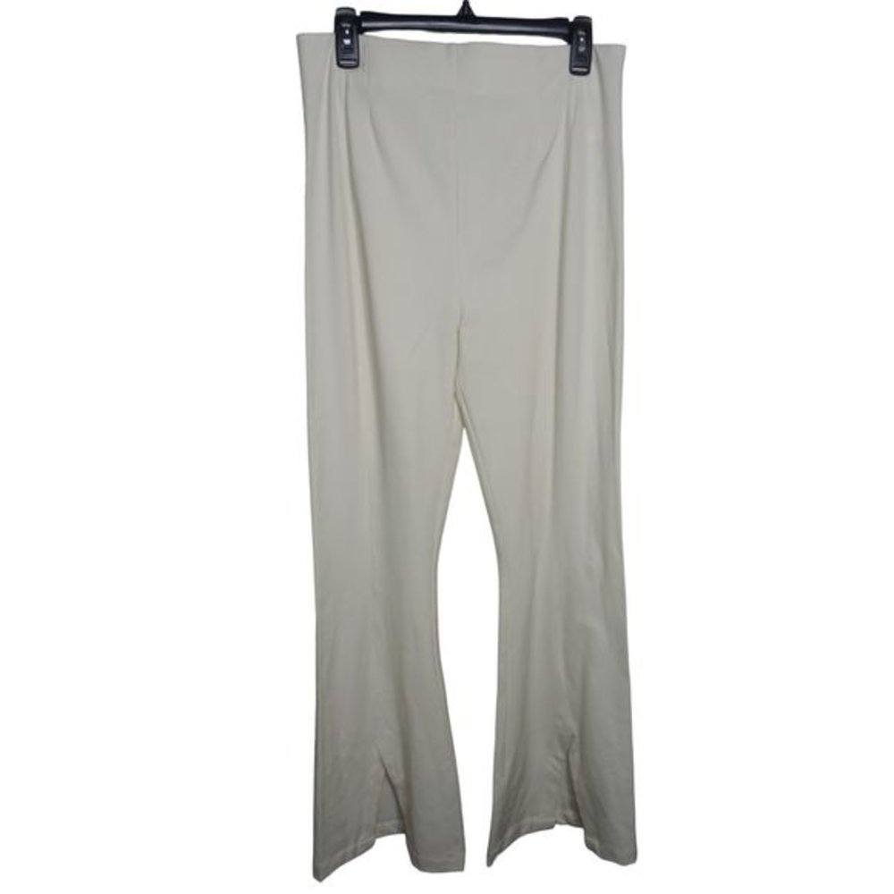 Free People Real Deal Slit Pants White Flare Size Large‎ Women's NWT
